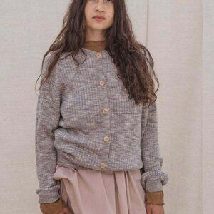 NWT Baserange Soar Cardigan Grey Melange Cotton M/L